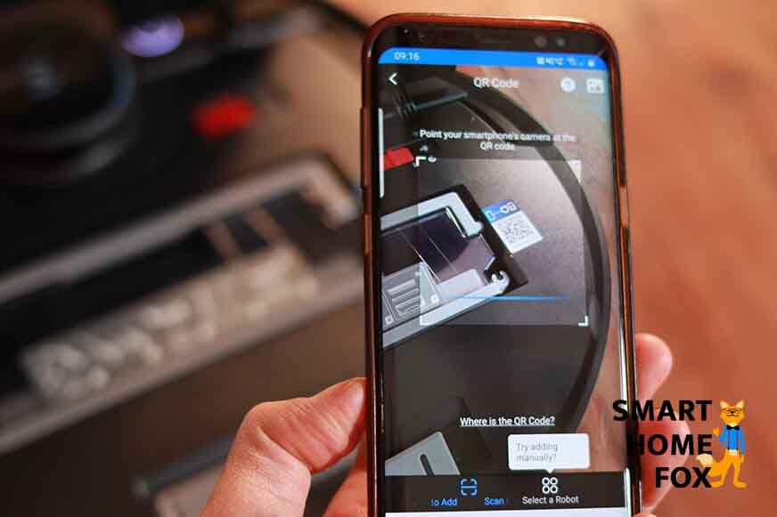 Der QR-Code des Ecovacs Deebot T9 AIVI wird abgescannt